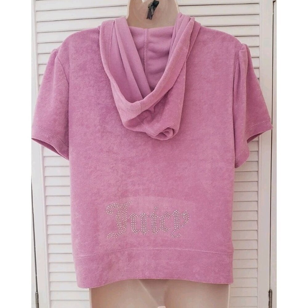 NWT JUICY COUTURE  BLING TOWEL TERRY SHORTIE SET DEWBERRY XLARGE - Picture 5 of 15